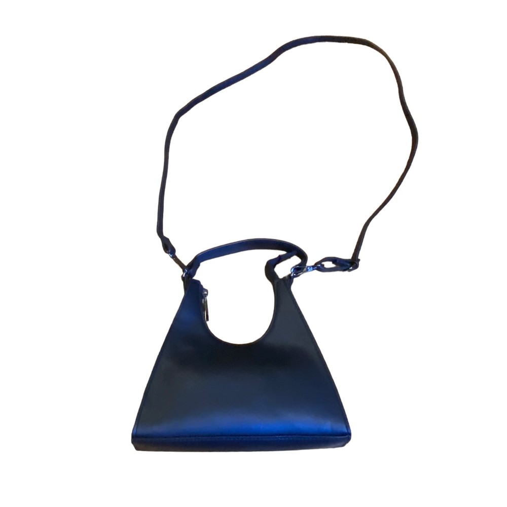 Black Triangle Faux Leather Small Crossbody Hand Bag